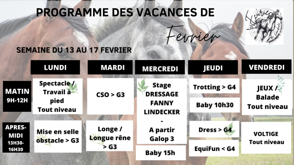 Programme vacances février les écuries de landriole