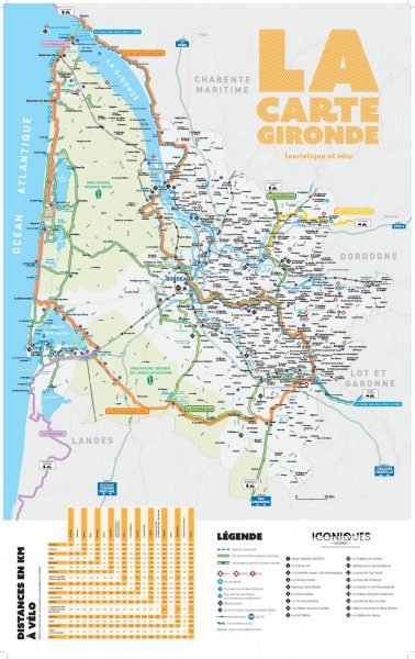 Carte des pistes cyclables de Gironde