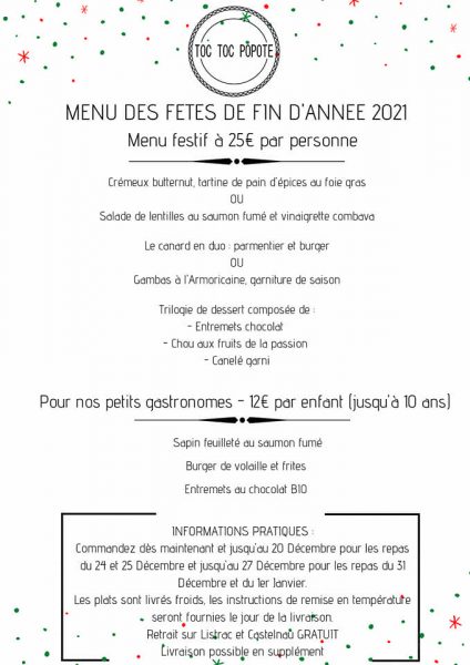 Menu noël toc toc popote