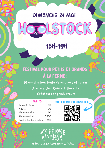 affiche de l'événement woolstock le porge 24 mai 2026