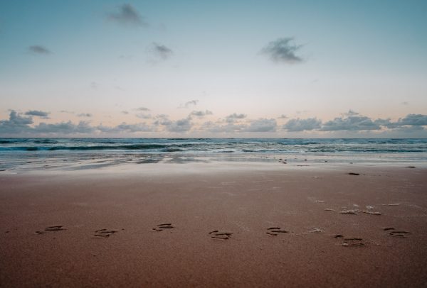 Photo de la plage du Porge prise au ras du sable